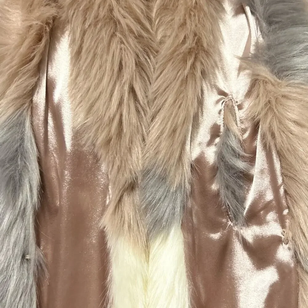 Ann Taylor The Loft Faux Fur Scarf Two Way Multicolor Pink Lavender Cream Winter